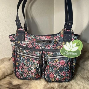 NWT Lily Bloom Jade Four Poster Satchel - Sussex Garden Print - Picture 1 of 8