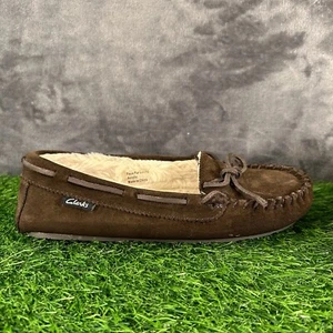 Clarks Moccasins Womens 7 M Brown Suede Leather Shoes Slip On Casual Comfort Fur - Picture 1 of 12