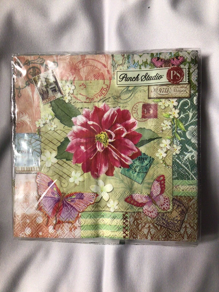 Servilletas de Almuerzo de Papel Punch Studio 20 Nuevas-Florales Con Mariposas Foto 1 de 1