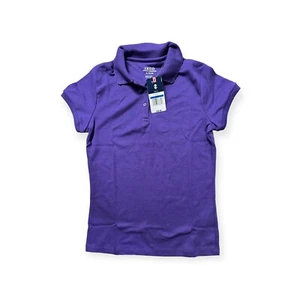 IZOD Purple Girls' School Uniform Short Sleeve Polo Shirt, Ruffled Collar XL - Picture 1 of 2