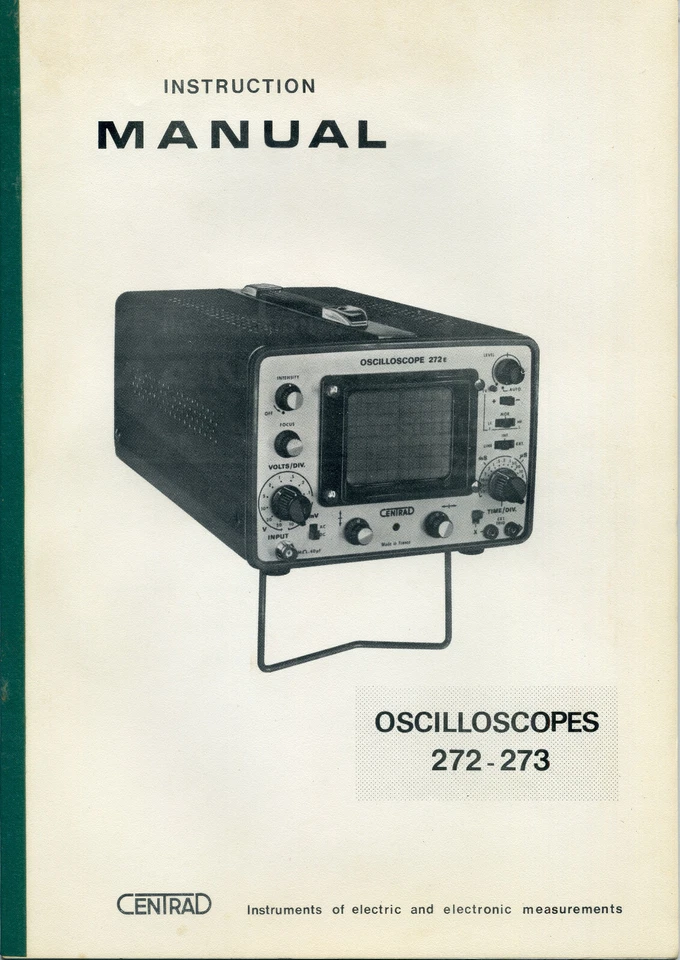 Oscilloscopi CENTRAD 272-273: manuale originale in inglese - Immagine 1 di 1