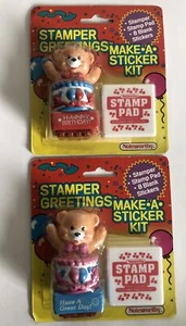 Set Of (2) Vintage 1995 Noteworthy Stamp Sets Happy Birthday Have Great Smile - Picture 1 of 3