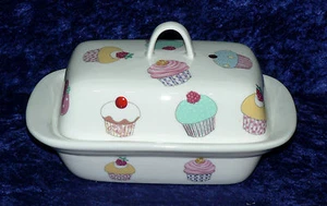 Cupcakes, Fairycakes, Kuchen Porzellan traditionell tiefweiß Butterdose - Bild 1 von 3