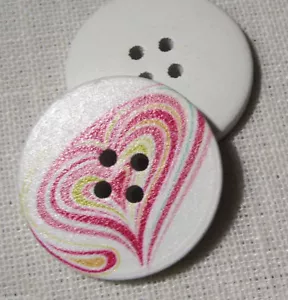 BOUTON BOIS ** 30 mm / 3 cm ** coeur - Qté au choix (de 2 à 6 boutons - 30/102 - Picture 1 of 1