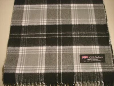 BUFANDA A CUADROS 100% CACHEMIR HECHA EN ESCOCIA GRIS HOMBRE MUJER Foto 1 de 2