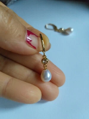 Orecchini carini Perle e Zirconi Argento Sterling 925 placcato 18k oro - Immagine 1 di 4