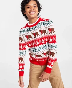 Holiday Lane Little Boys Size 5 Santa Bear Long Sleeve Sweater in Red $40 045 - Picture 1 of 6