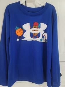 Boys Youth Under Armour Shirt NEW Long Sleeve Royal Blue Sports size 5 - Picture 1 of 1
