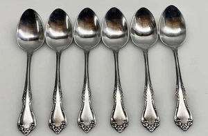 SILVERWARE ONEIDA ~ MANSFIELD AMADEUS (6) 6" TEASPOONS Wm A Rogers Deluxe VGC - Picture 1 of 3