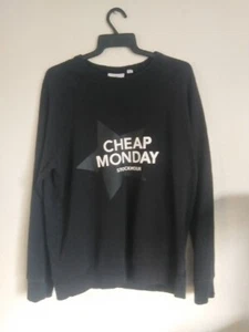 Cheap Monday Mens Sweatshirt Size Large Black Big Logo - Picture 1 of 6