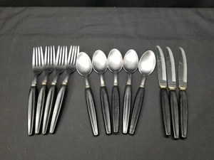 Lifetime China Stainless Flatware Lot of 12 Pcs Black Handle Design - Picture 1 of 11