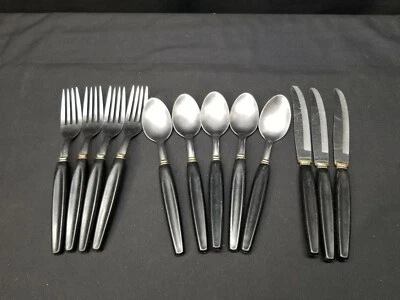 Lifetime China Stainless Flatware Lot of 12 Pcs Black Handle Design - Image 1 of 4
