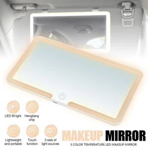 Car LED Lighted Clip-On Sun Visor/Vanity Mirror Auto Light Cosmetic Cover NEW - Picture 1 of 24