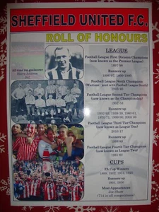 Sheffield United club history roll of honours - souvenir print - Picture 1 of 1