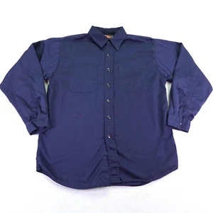 Jesse James Shirt Mens Large Blue Twill Button Up Industrial Work Mechanic ^ - Picture 1 of 11