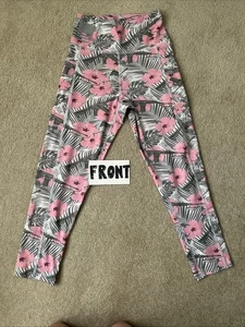 Grunt Style Women's S 7/8 Cropped Utility Leggings - Pink Floral Green Gun Print - Picture 1 of 23