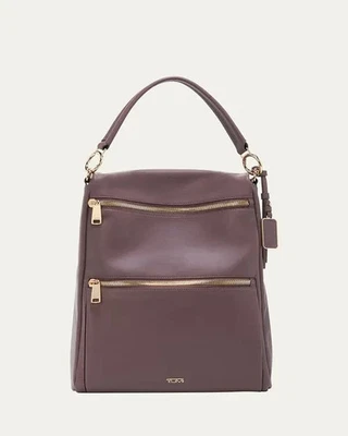 New $695 Tumi Liv Convertible Leather Backpack Tote in Dark Mauve - Image 1 of 4