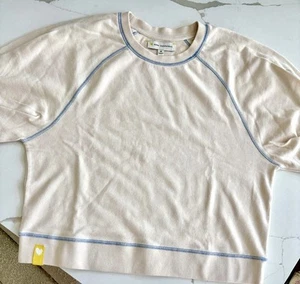 Kerri Rosenthal Outfit Top & Pants Heart Graphic SweatSuit Beige Ivory M S NWOT - Picture 1 of 7