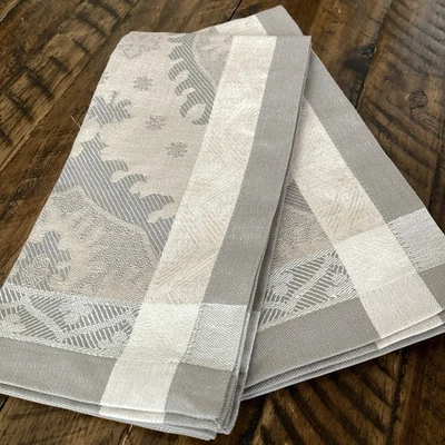 Guardanapos Williams Sonoma cinza Sorrento azulejo jacquard conjunto de 2 mistura de linho - Imagem 1 de 4