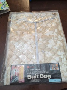 Vtg Towne House Quilted Tan Suit Garment Bag Hanging Closet Organizer Storage - Picture 1 of 3