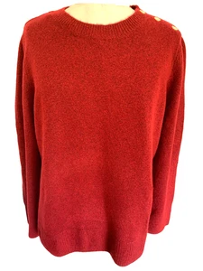 Neu mit Etikett Anne Klein burgunderroter Pullover Rundhals goldene Knöpfe Langarm Größe M - Bild 1 von 12