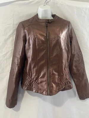 Jou Jou Women's Brown Faux Leather Jacket - M Brown - Image 1 of 4