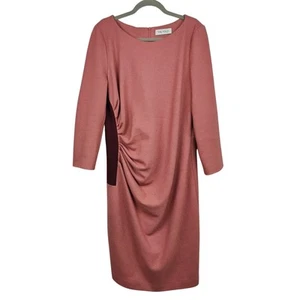 The Fold Evesham Dress Womens 12 Rose Pink Wool Ruched Preppy Formal Preppy - Picture 1 of 10