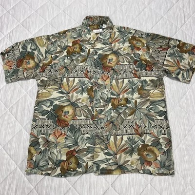 Vintage Burma Bibas Hawaiian Shirt Mens Large Floral Mayan Loud Rayon Watercolor - Image 1 of 4