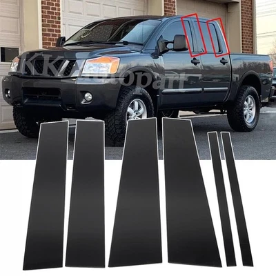 Black Side Window Door Pillar Posts Cover Trim For 04-15 Nissan Titan Crew Cab Foto 1 de 4