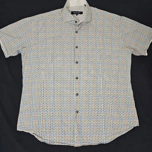 Camisa Bogosse Para Hombre Talla 5 Lrg Multicolor Rejilla Manga Corta Abotonada 100% Algodón - Imagen 1 de 8