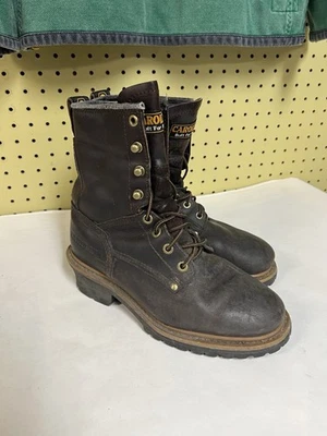 Carolina Elm Logger Boots Womens Size 7 M Brown Leather Oil Resistant CA421 - Image 1 of 4