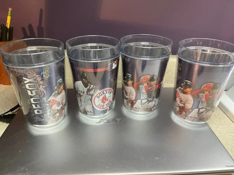 Boston Res Sox SET OF 4 16oz Party Tumblers (WinCraft Sports) Cover