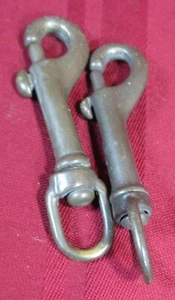 2 VINTAGE BRONZE ITALIAN SNAP SHACKLE PATINE EXCELLENT 3" SWIVEL 3/4" LOOP - Picture 1 of 2