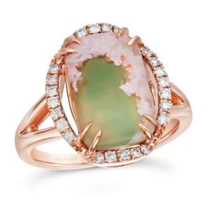 LeVian 925 Sterling Silver Rose Gold Plated Aquaprase 4.24 cts Ring Size 7 - Picture 1 of 9