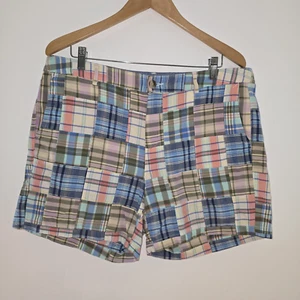 L.L. Bean 14 Shorts Favorite Fit Patchwork Madras Womens Pastel Plaid Zip Cotton - Picture 1 of 8