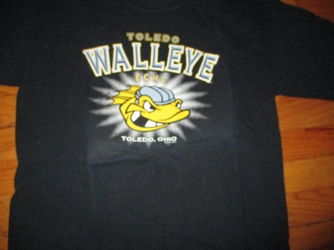Black TOLEDO WALLEYE Logo T Shirt Kids XL 100% Cotton #1 Cover