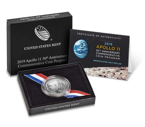 2019 D Apollo 11 50th Anniversary Curved Coin uncirculated clad Half Dollar Cover