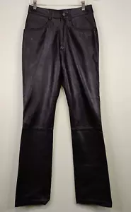 Vintage Wilsons Maxima Black Leather Pants Womens Size 6 Unhemmed 27x35 - Picture 1 of 10