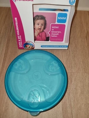 Mam Click& Eat Esslernteller Kinder Teller Geschirr essen Baby Saug Halterung  - Bild 1 von 4