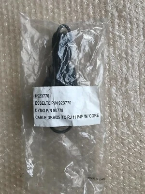 Dymo 90778 PC Serial Cable - DB9/25 To RJ11 P4P W/Core - Esselte P/N 923770 - Image 1 of 4
