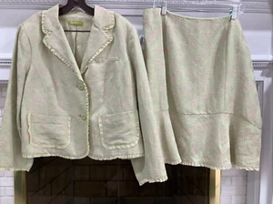 Sigrid Olsen Gr. 16 Vintage Perfection Grün & Rosa Leinen Seide Mischung Anzug - Bild 1 von 20