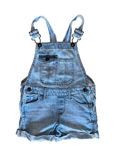 Oshkosh B’Gosh Denim Overalls Girls Sz 4 Cuffed Shortalls Shorts Vestbak - Picture 1 of 6