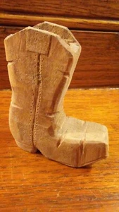  Handgeschnitzter kleiner Western Cowboystiefel aus Holz  - Bild 1 von 10