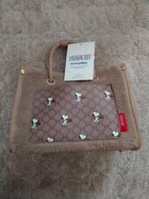Snoopy Boa Shoulder Tote Bag Shimamura Light Brown Beige Synthetic Leather Japan
