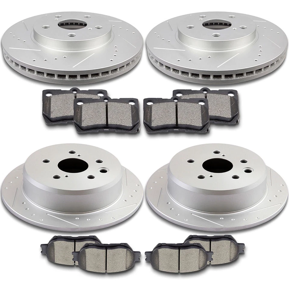 Front Rear Drilled Rotors Ceramic Brake Pads for 2006 2007 2008-2013 Lexus IS250 - Image 1 of 4