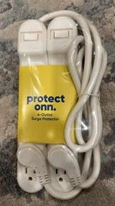 Protect ONN 2.5 Ft 6 AC Outlets Surge Protector 2pk - White - Picture 1 of 3