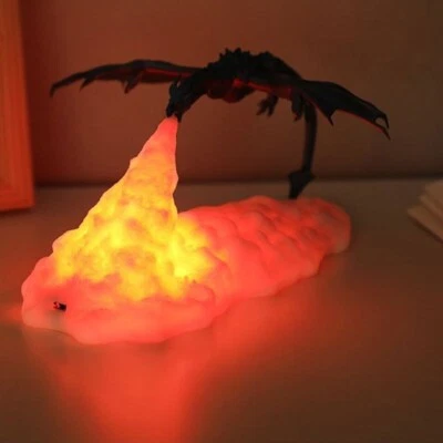 Dragon Fire-breathing Table Lamp Night Light Bedroom Animal Decor