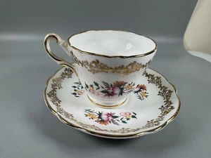 Grosvenor Bone China Tasse & Untertasse Floral Goldrand England Vintage - Bild 1 von 10