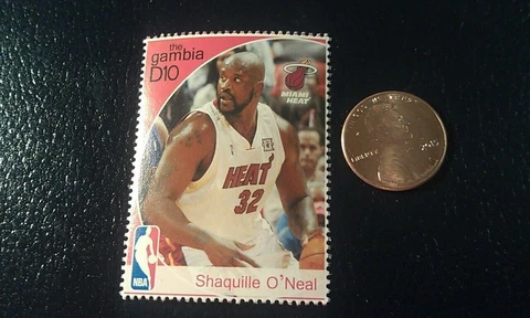 Shaquille O'Neal Miami Heat THE GAMBIA D10 RARE Perforated Stamp Cover