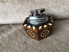 Vintage Table Lighter Inlaid Wood Marquetry